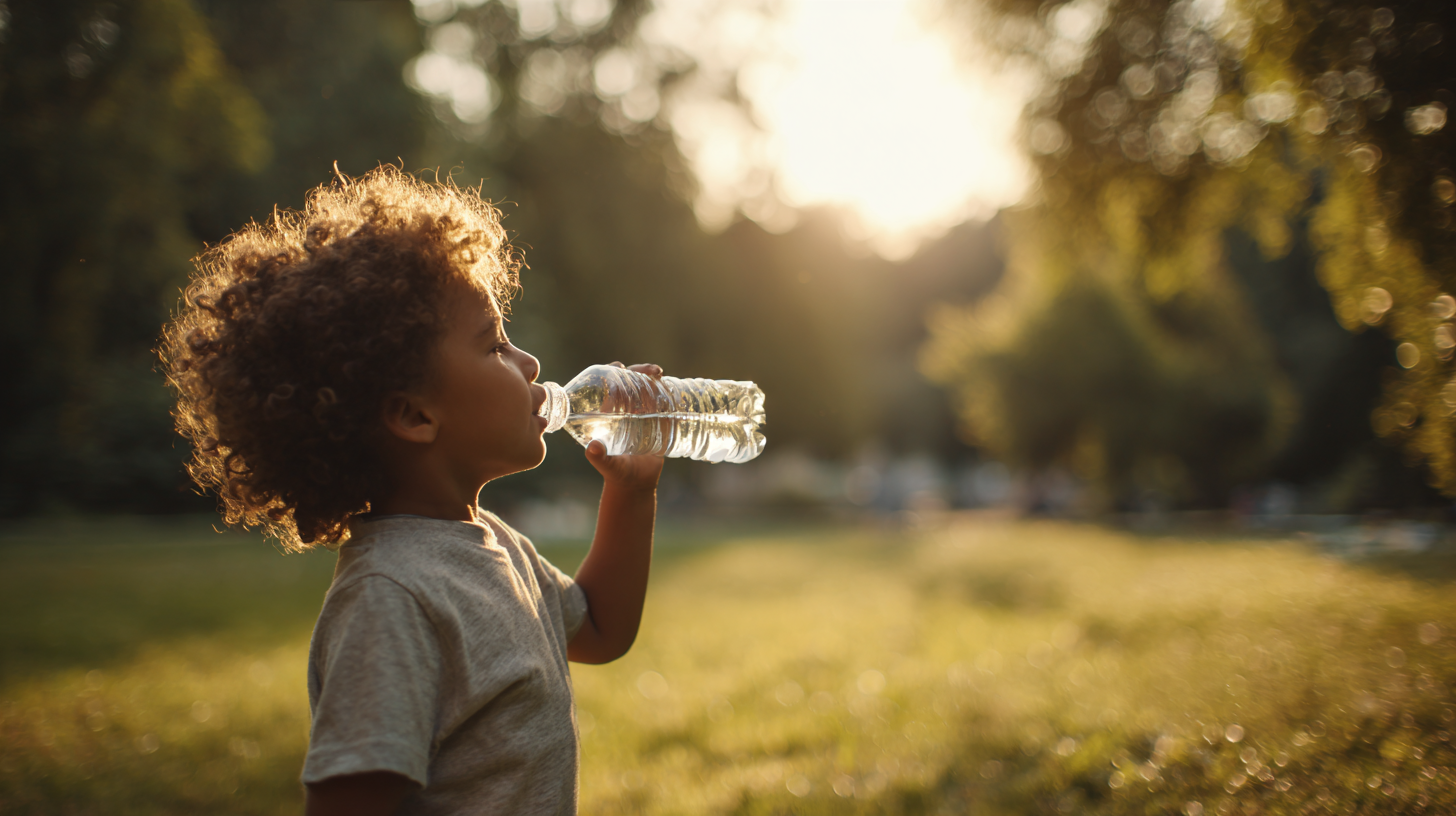 Kind trinkt frisches Wasser, Gesundheit beginnt bei den Kleinen.