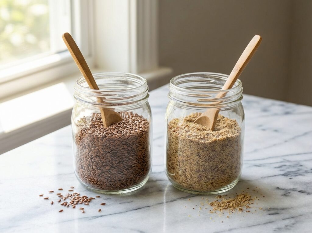 Leinsamen geschrotet und ganz sind gesund und vielfältig in der Küche einsetzbar. Symbolbild.