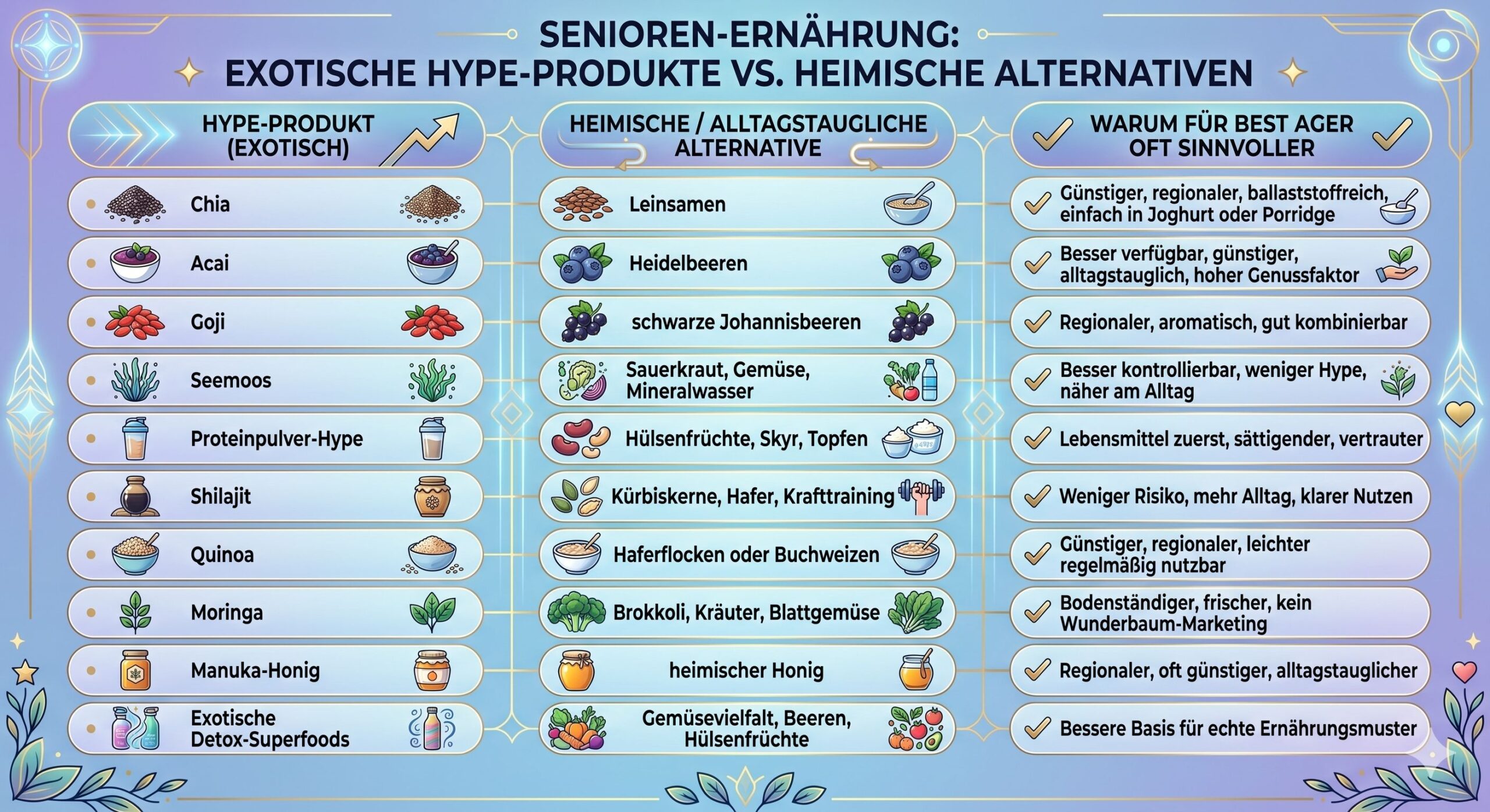 Superfoods Infografik heimische versus exotische