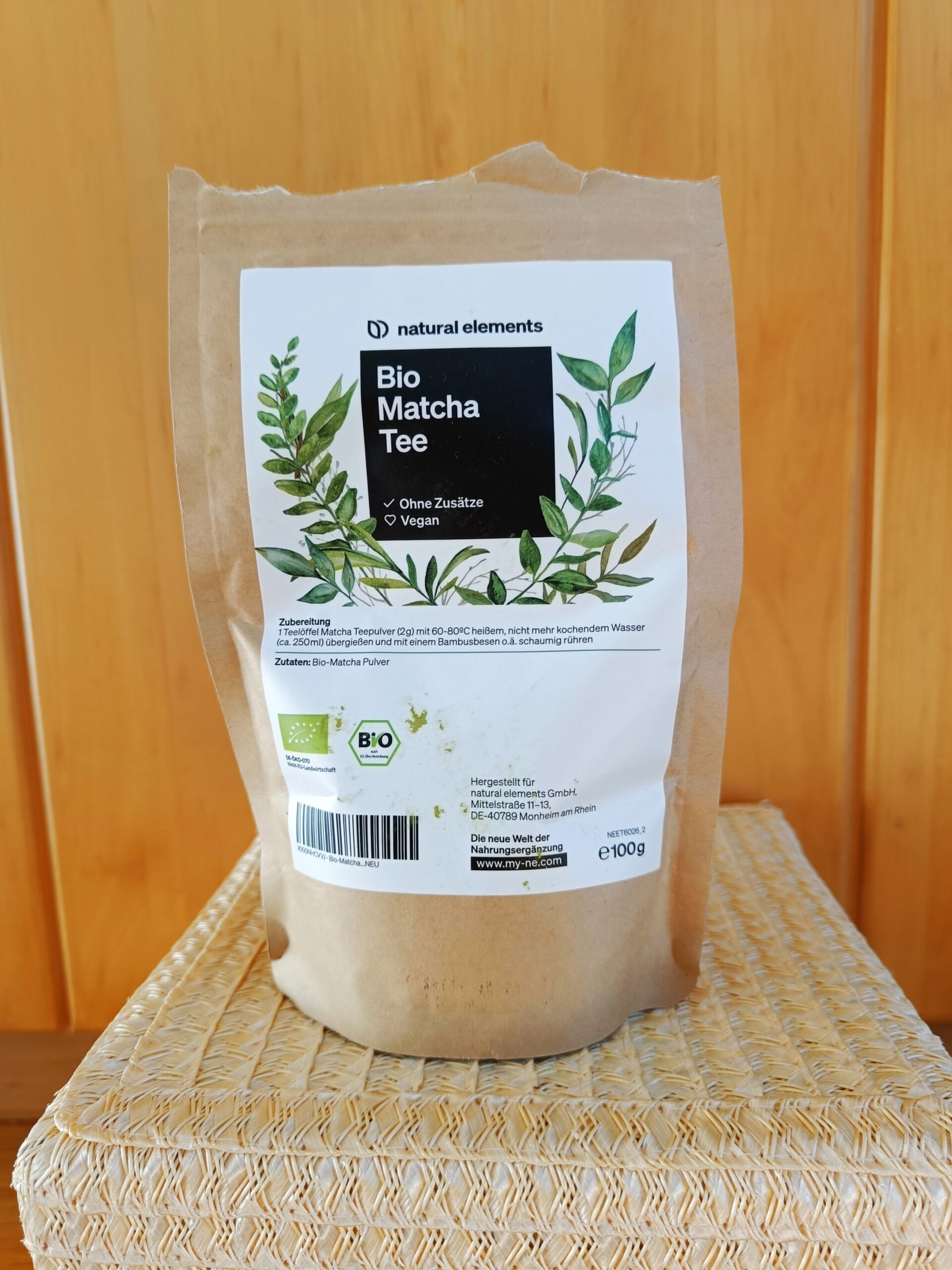 Dieser Matcha-Tee von natural elements schmeckt ausgezeichnet.