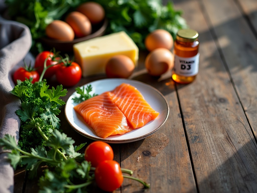 Vitamin D3 K2 Und Gesunde Lebensmittel Wie Fisch Und Eier Halten Fit Und Gesund