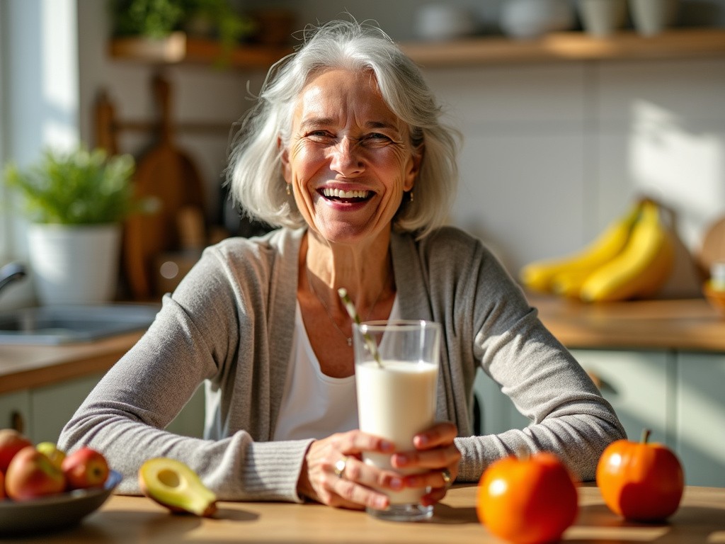 Probiotika Sind Für Diese Agile ältere Dame Mit Joghurt Ein Tägliches Gesundes Must Have