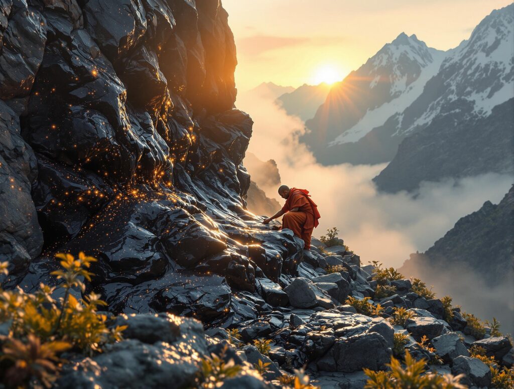 Shilajit ensteht in der natürlichen umgebung des himalaya und wird meist im sommer händisch geerntet
