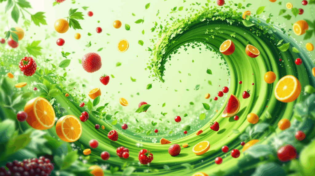Matcha Tee ist wie eine grüne gesunde Welle, stark und energiereich. Illustration.