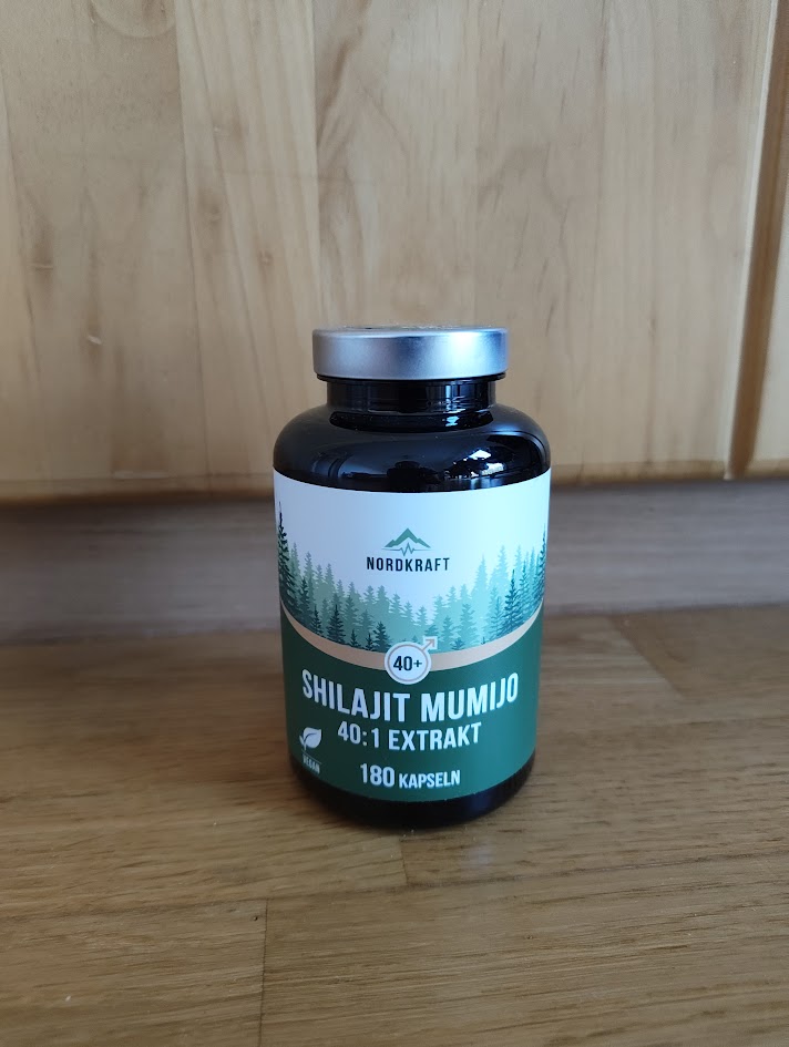 Shilajit Mumijo NORDKRAFT Produktfoto privat. 180 Kapseln. 40:1 Extrakt.