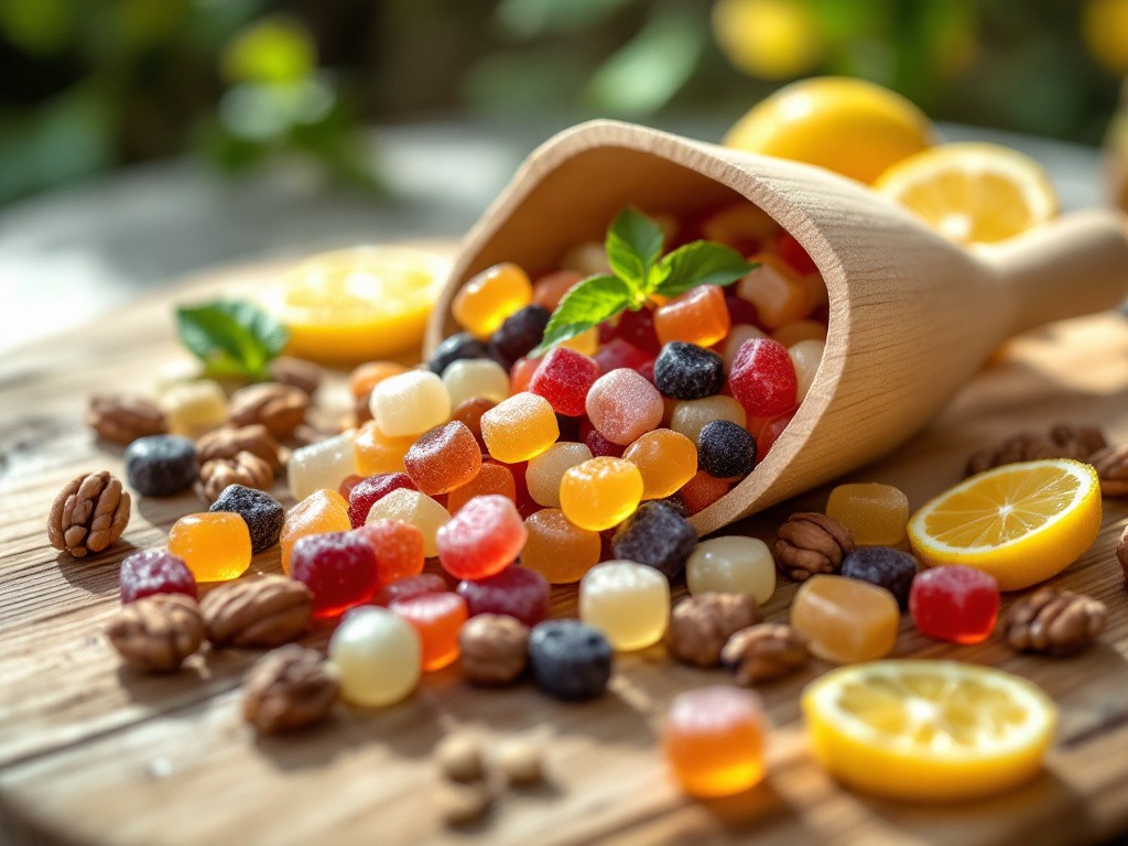 Gummis Ergänzen Eine Gesunde Ernährung Mit Nüssen Und Beeren