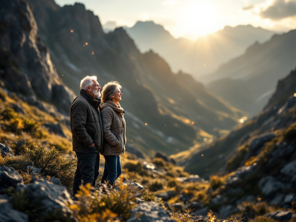 Shilajit Sorgt Bei Diesem Aktiven Naturverbundenen älteren Paar Für Ausdauer Und Wanderlust