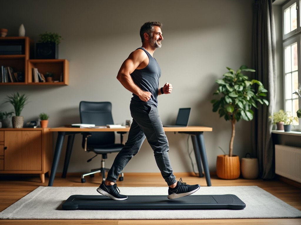 Walking Pad Ist Ideal Für Diesen Sportlichen Best Ager In Seinem Homeoffice