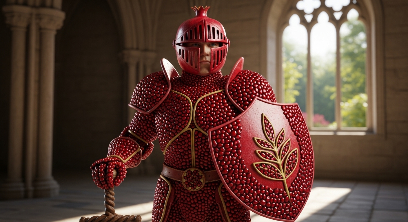 Granatapfel wirkt wie ein starker ritter und bodyguard für deine zellgesundheit. symbolbild.