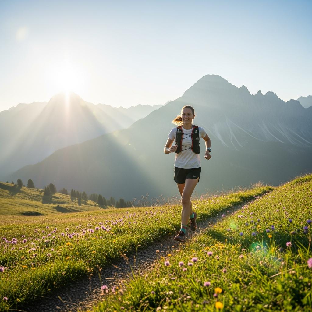 Zellgesundheit dafür ist bewegung alles, wie diese aktive dame es beim trailrunning macht. symbolbild.