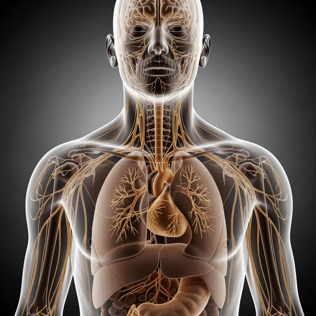 Vagusnerv symbolische Illustration im menschlichen Körper. KI Visual.