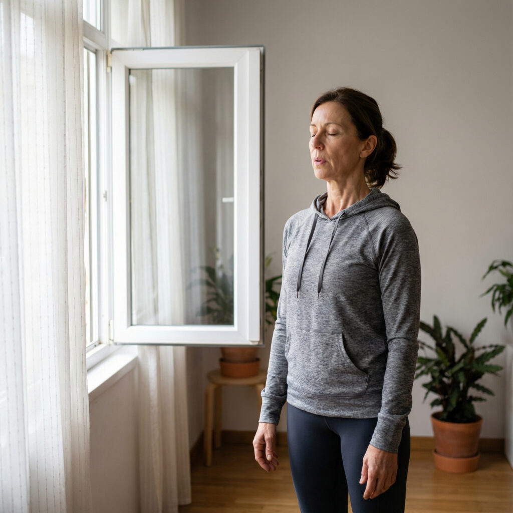 Vagusnerv aktivieren und sich beruhigen mit Atmen wie diese Best Ager. Symbolbild.