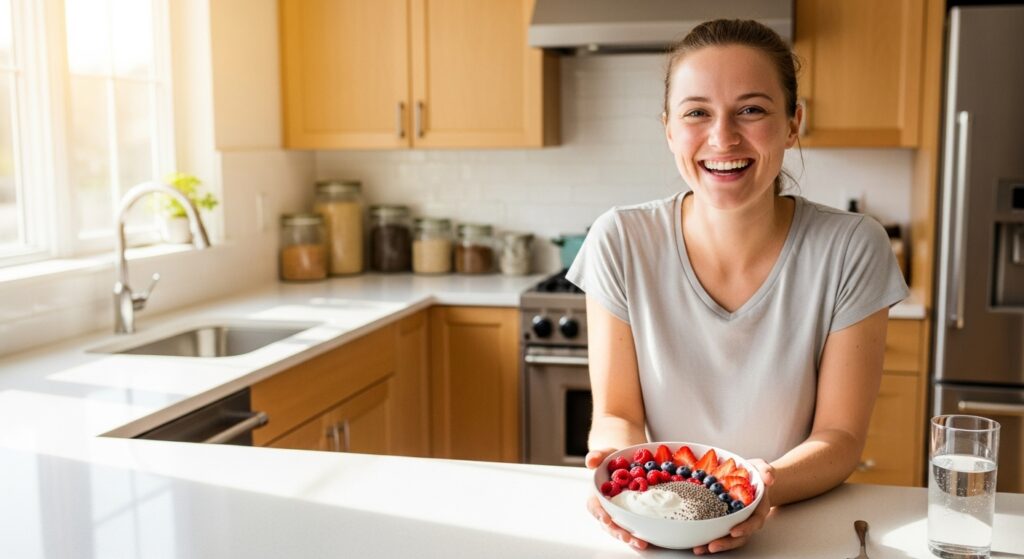 Biohacking mit Essen ist entscheidend für strahlende Gesundheit wie bei dieser jungen Dame. Symbolbild.