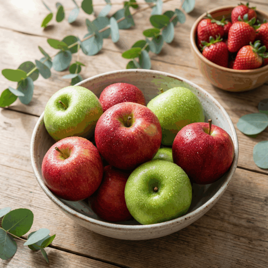 Ernährung mit Äpfeln und Erdbeeren ist wichtiger als Supplemente, Ergänzungen sind für Sportler wichtig um Defizite auszugleichen. Symbolbild.