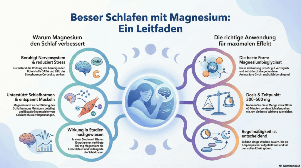 Infografik Dr. Bauhofer Schlaf Magnesium. YouTube. Google NotebookLM a