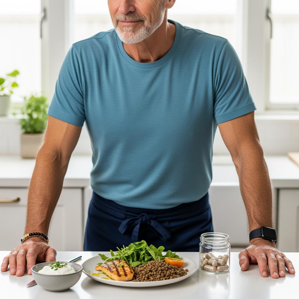 Proteine als Essen und Ergänzung sind für diesen älteren Sportler wichtig. Symbolbild.
