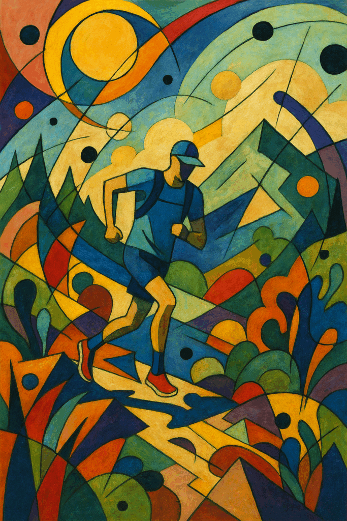 Trailrunner im Stil von Kandinsky. Symbolbild.