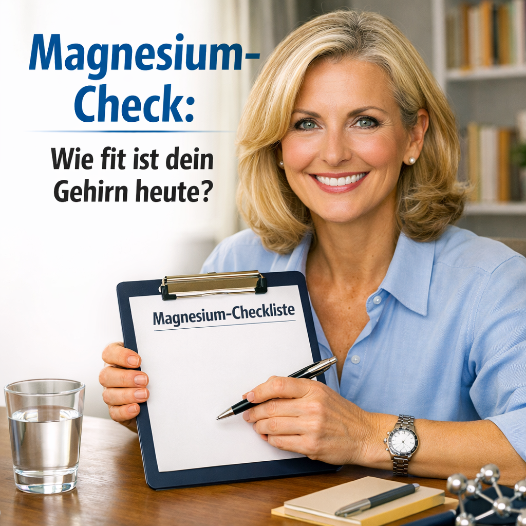 Magnesium L-Threonat Checkliste für Gehirngesundheit. KI Visual.
